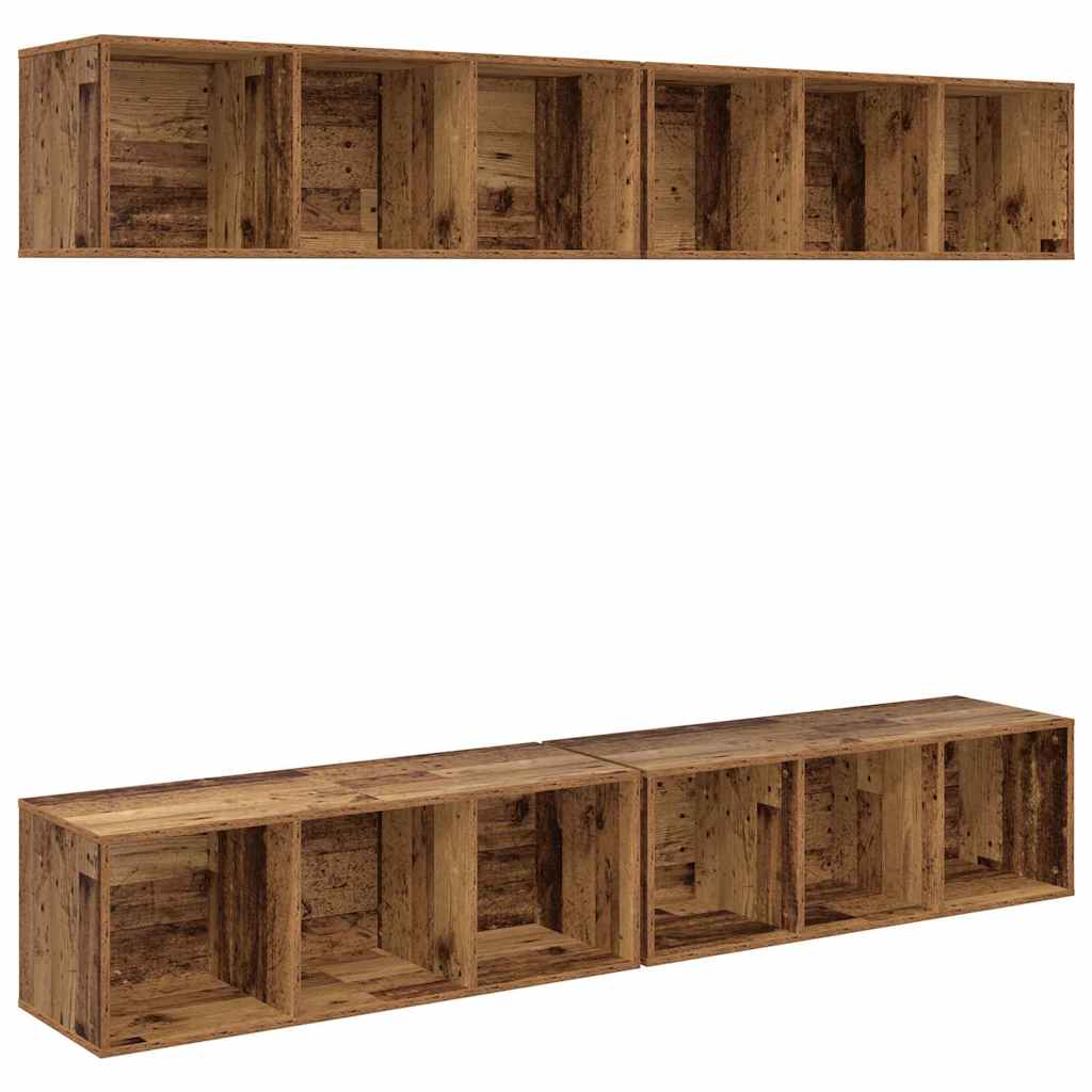Conjunto de mueble de TV 4 pcs Madera Vieja 37 x 37 x 107 cm