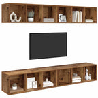 Conjunto de mueble de TV 4 pcs Madera Vieja 37 x 37 x 107 cm
