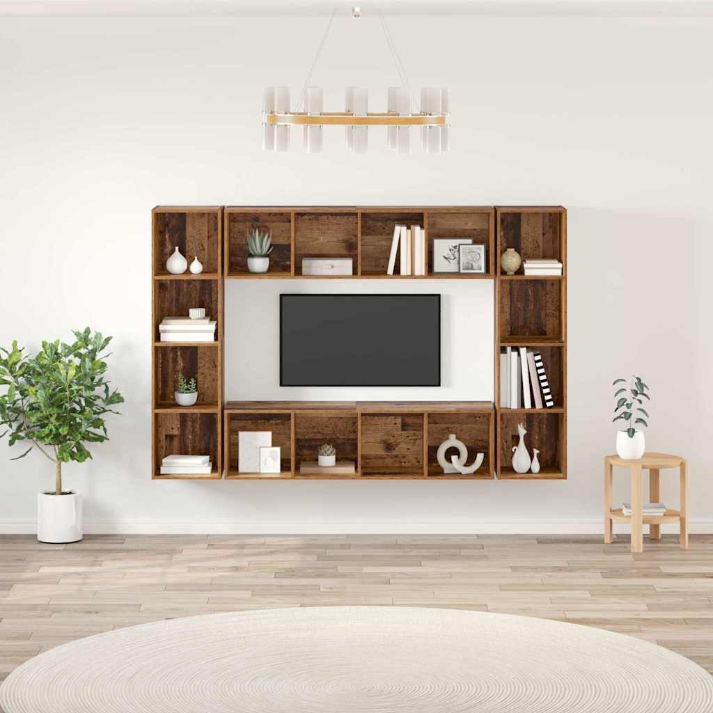 Conjunto de mueble de TV 4 pcs Marrón 37 x 37 x 142,5 cm