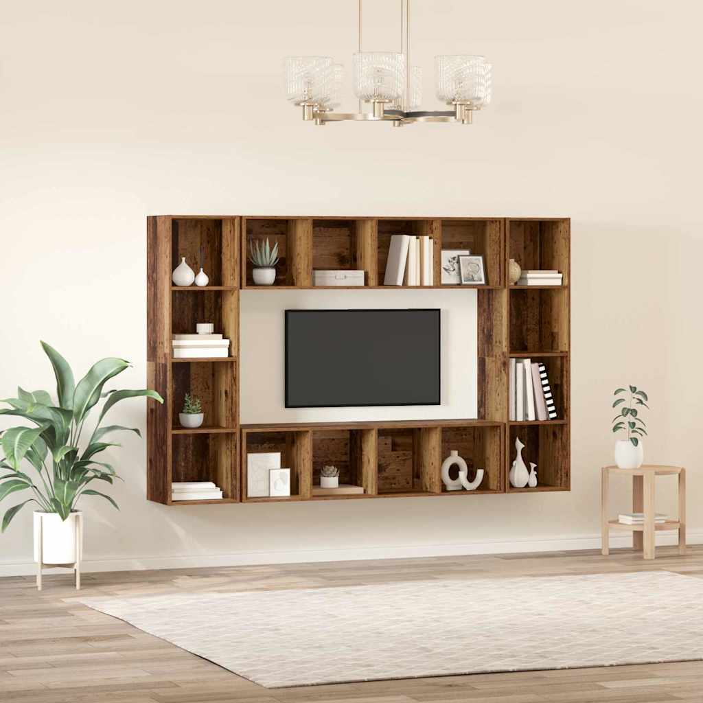 Conjunto de mueble de TV 4 pcs Marrón 37 x 37 x 142,5 cm