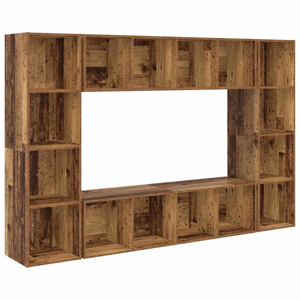 Conjunto de mueble de TV 4 pcs Marrón 37 x 37 x 142,5 cm