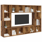 Conjunto de mueble de TV 4 pcs Marrón 37 x 37 x 142,5 cm