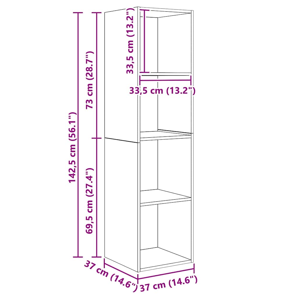 Conjunto de mueble de TV 4 pcs Marrón 37 x 37 x 142,5 cm