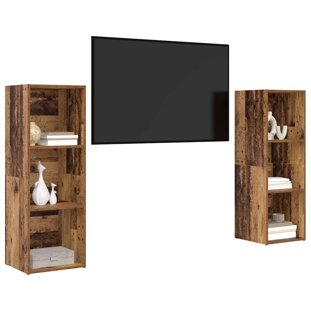 Conjunto de mueble de TV 2 pcs Madera Vieja 107 x 35 x 37 cm