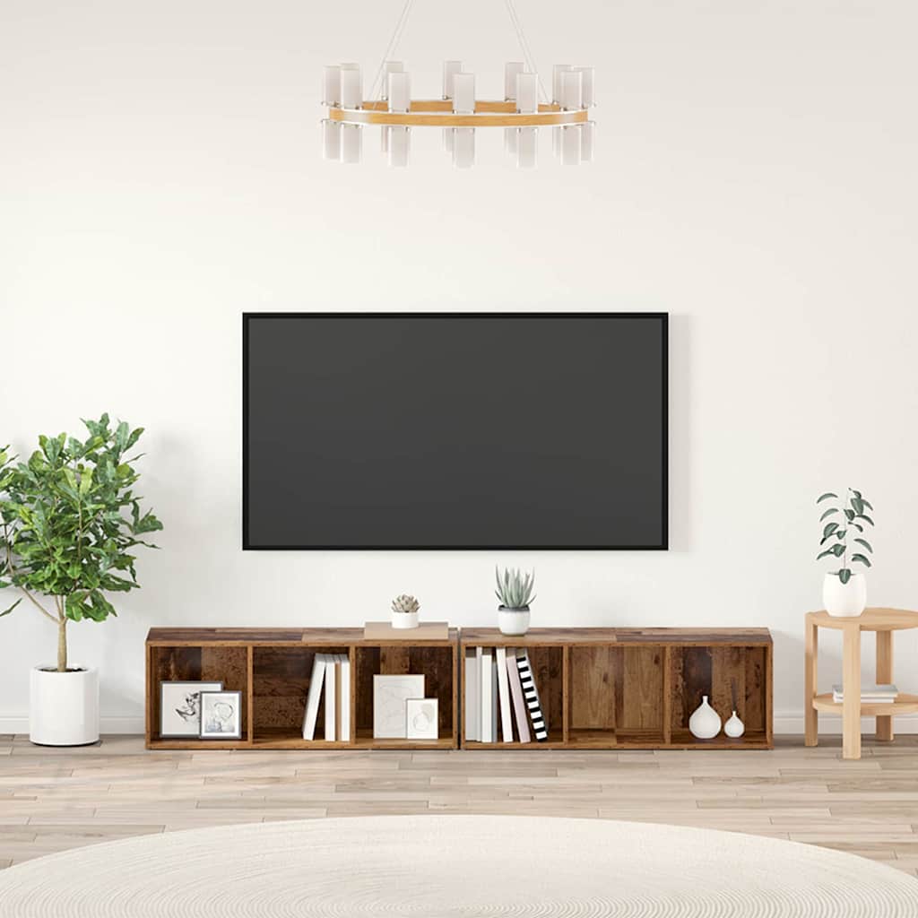 Conjunto de mueble de TV 2 pcs Madera envejecida