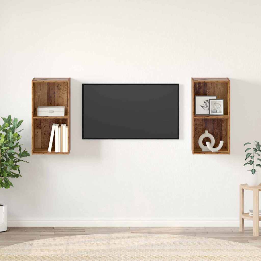 Conjunto de mueble de TV 2 pcs Madera Vieja 37 x 37 x 72 cm