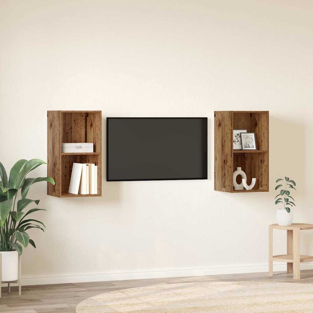 Conjunto de mueble de TV 2 pcs Madera Vieja 37 x 37 x 72 cm