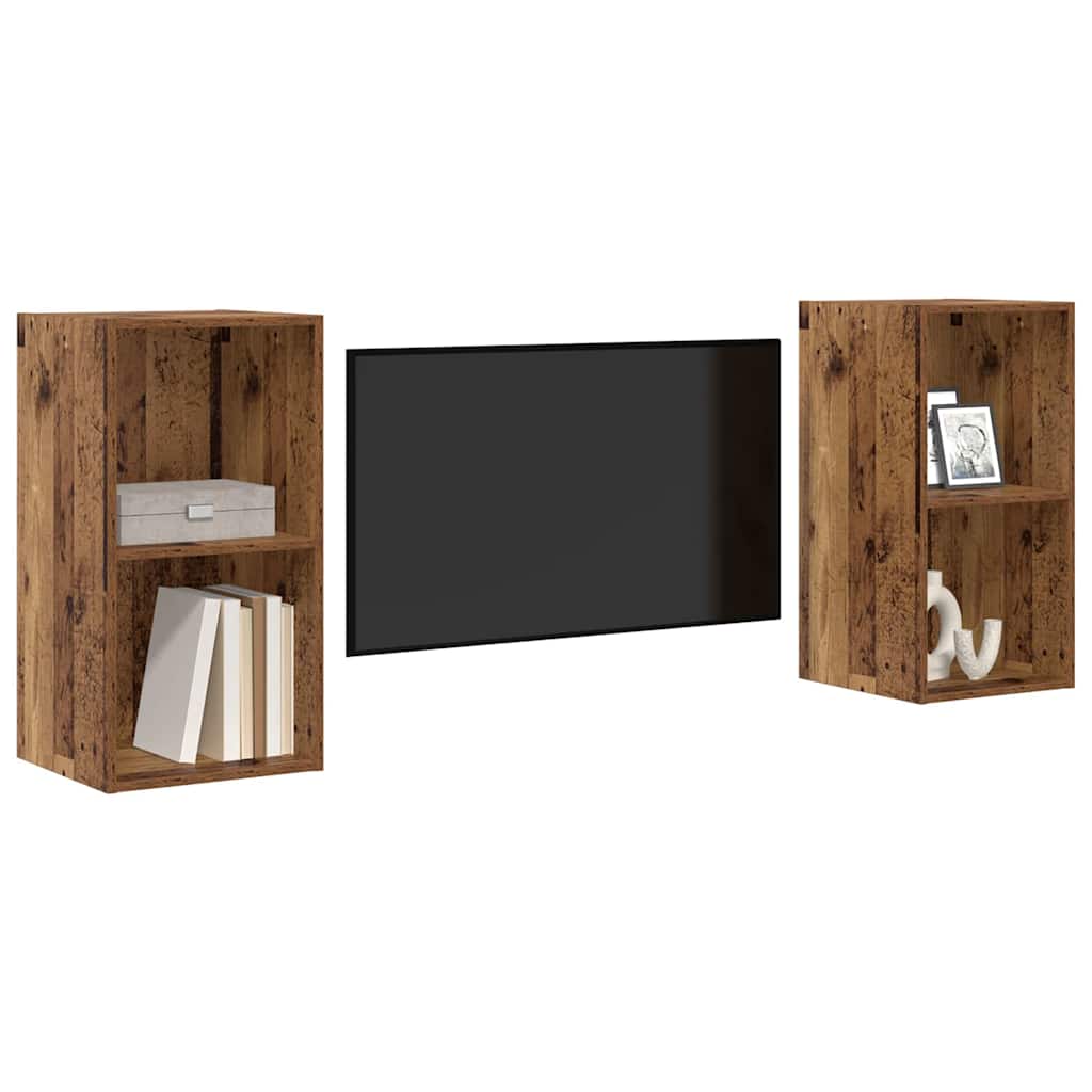 Conjunto de mueble de TV 2 pcs Madera Vieja 37 x 37 x 72 cm