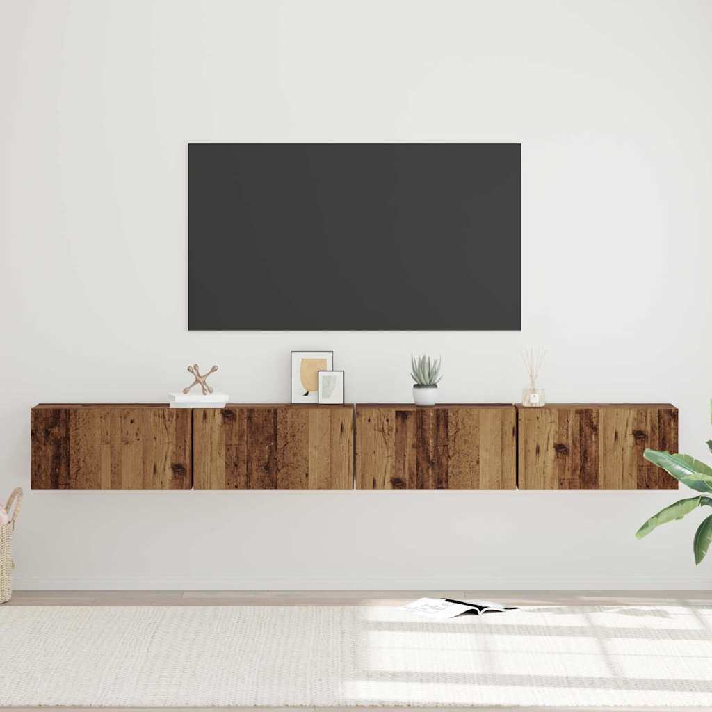 Conjunto de mueble de TV 4 pcs Madera Vieja 60 x 30 x 30 cm