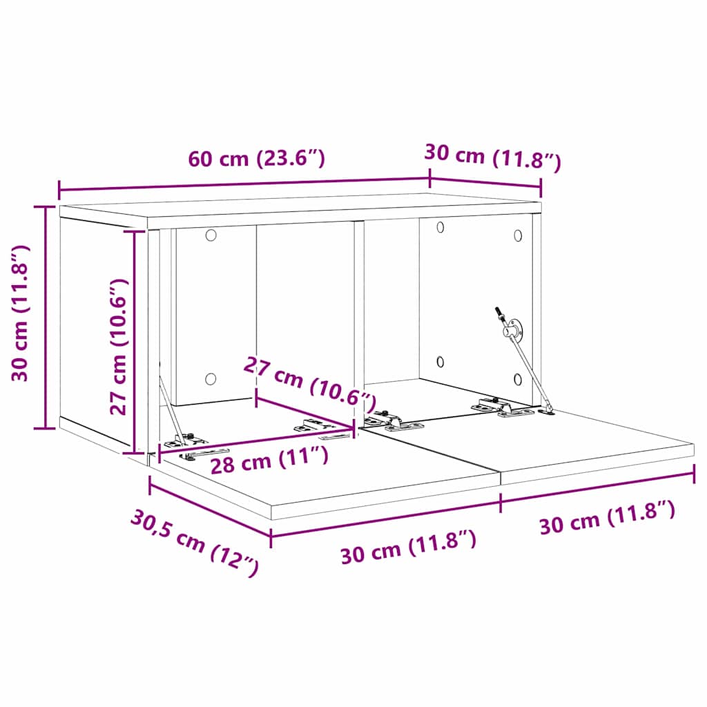 Conjunto de mueble de TV 4 pcs Madera Vieja 60 x 30 x 30 cm