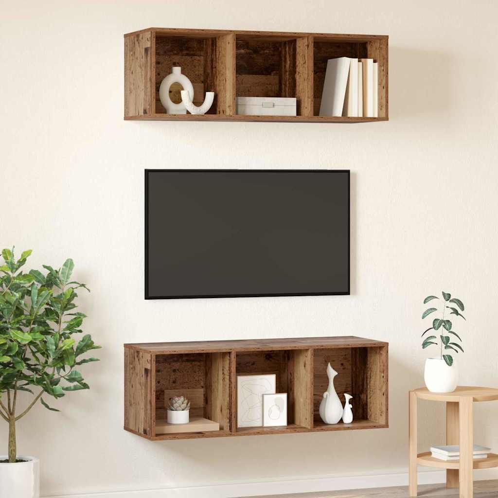 Conjunto de mueble de TV 2 pcs Madera Vieja 37 x 37 x 107 cm