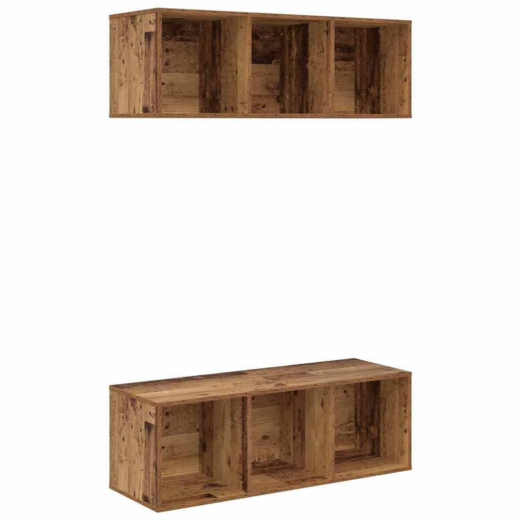 Conjunto de mueble de TV 2 pcs Madera Vieja 37 x 37 x 107 cm
