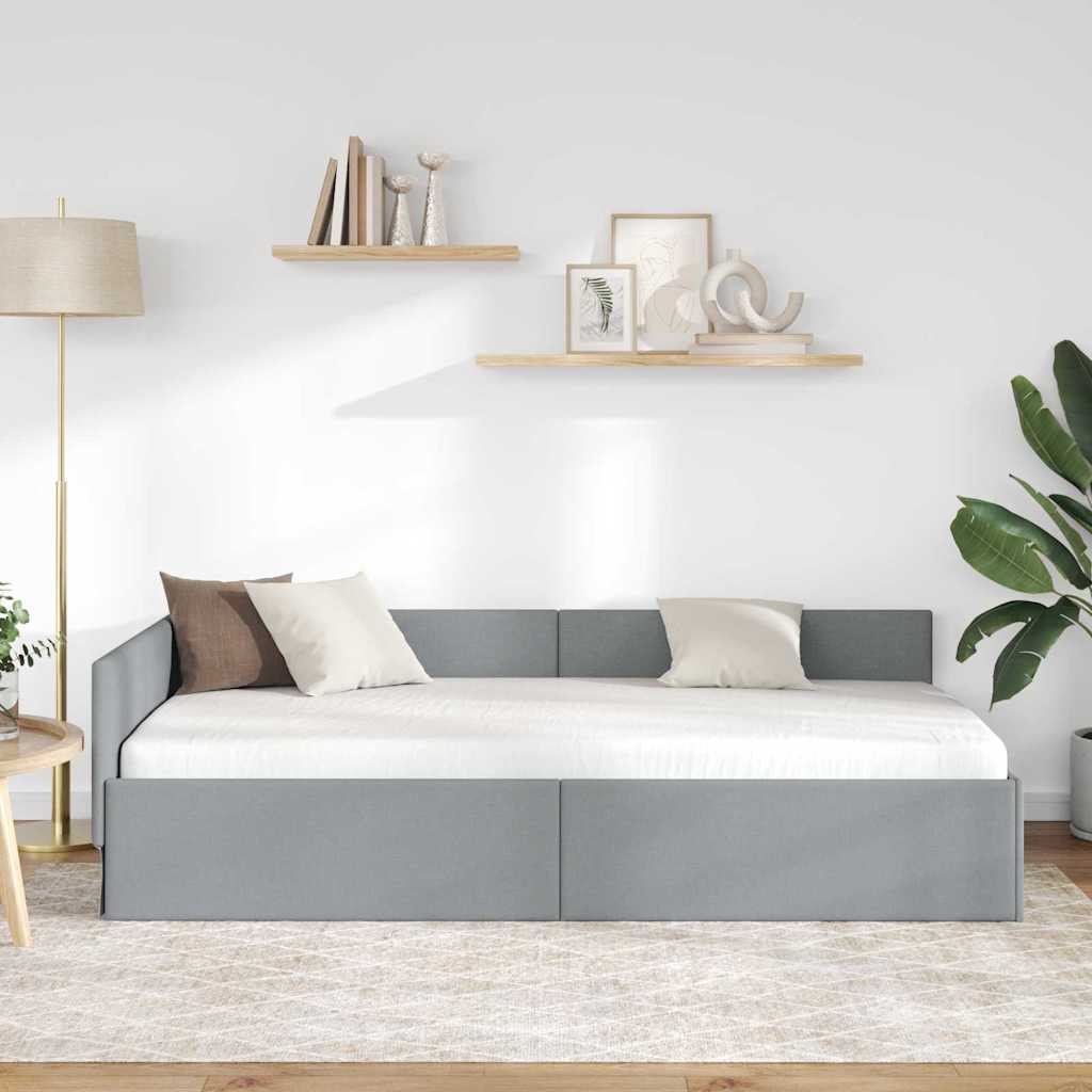 Estructura de cama en esquina Gris Claro 80 cm x 200 cm tela