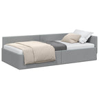 Estructura de cama en esquina Gris Claro 80 cm x 200 cm tela