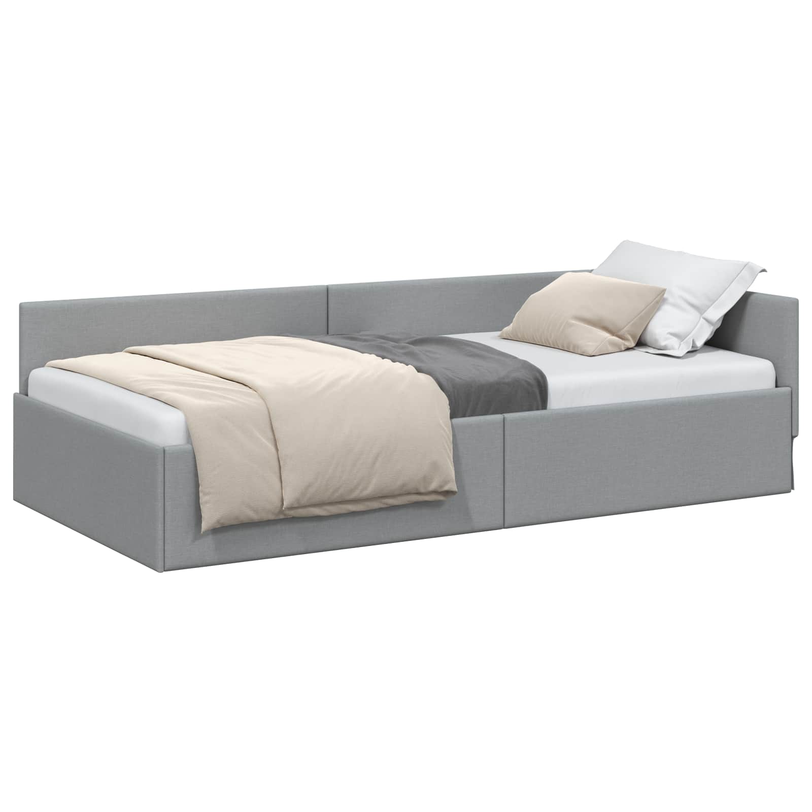 Estructura de cama en esquina Gris Claro 80 cm x 200 cm tela