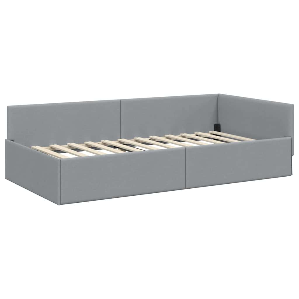 Estructura de cama en esquina Gris Claro 80 cm x 200 cm tela