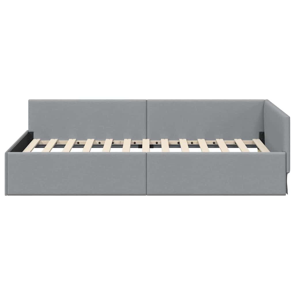 Estructura de cama en esquina Gris Claro 80 cm x 200 cm tela