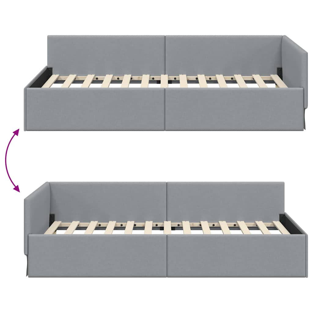 Estructura de cama en esquina Gris Claro 80 cm x 200 cm tela