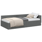 Estructura de cama en esquina Gris oscuro 80 cm x 200 cm tela