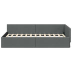 Estructura de cama en esquina Gris oscuro 80 cm x 200 cm tela