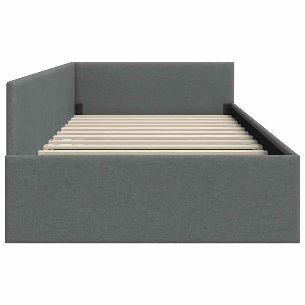Estructura de cama en esquina Gris oscuro 80 cm x 200 cm tela
