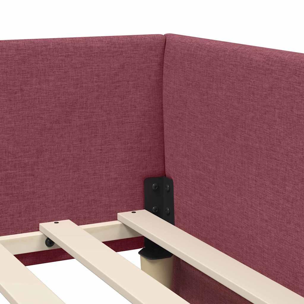 Estructura de cama en esquina Rojo vino 80 cm x 200 cm tela