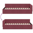 Estructura de cama en esquina Rojo vino 80 cm x 200 cm tela