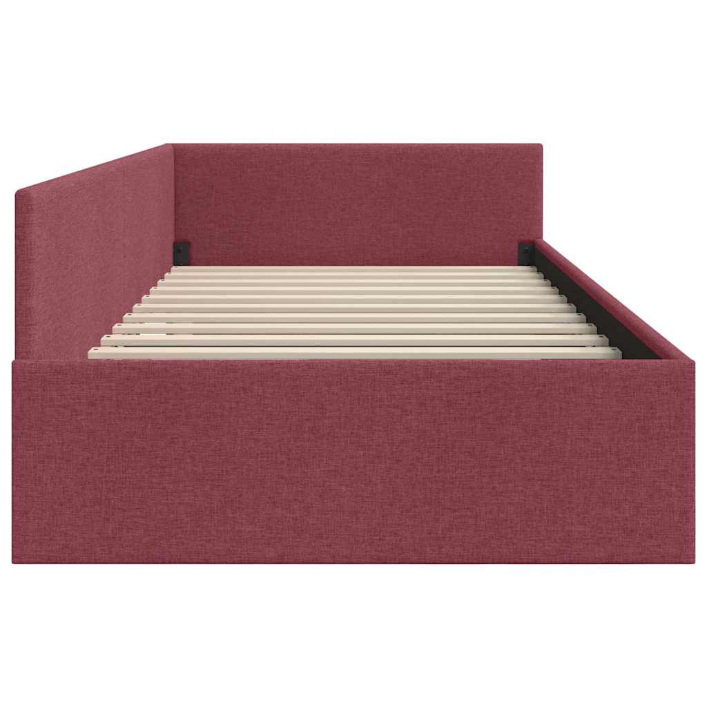 Estructura de cama en esquina Rojo vino 80 cm x 200 cm tela