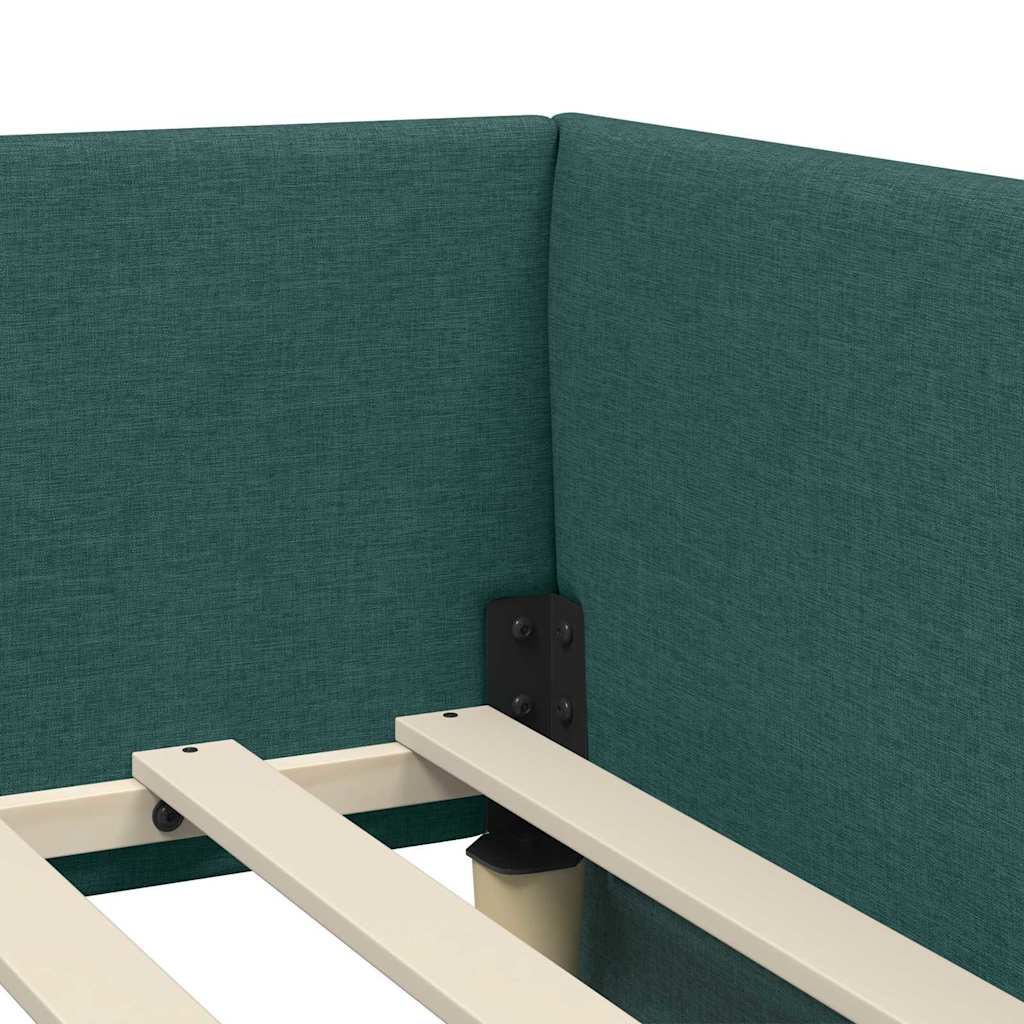 Estructura de cama en esquina Verde oscuro 80 cm x 200 cm tela