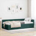 Estructura de cama en esquina Verde oscuro 80 cm x 200 cm tela
