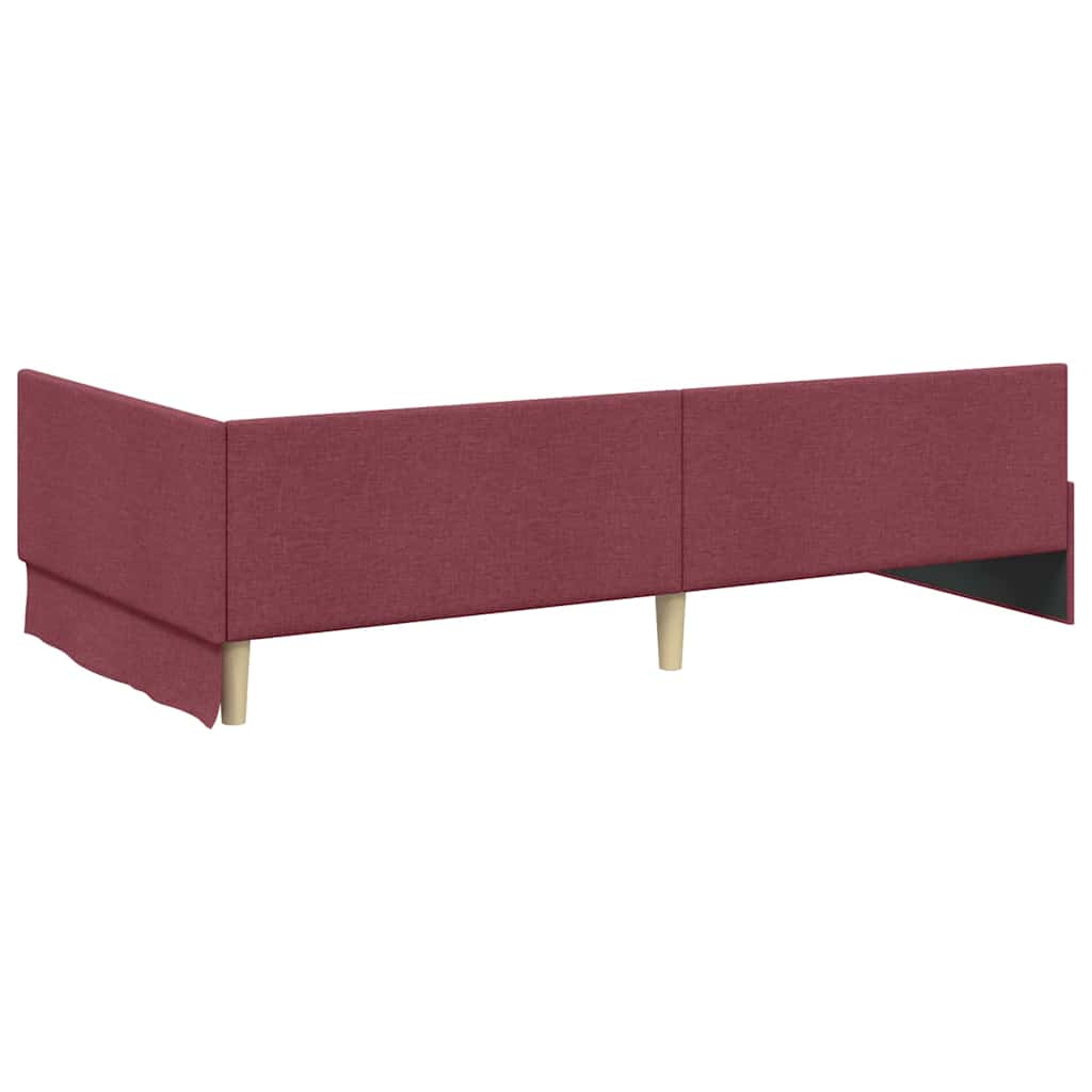 Estructura de cama en esquina Rojo vino 90 cm x 190 cm tela