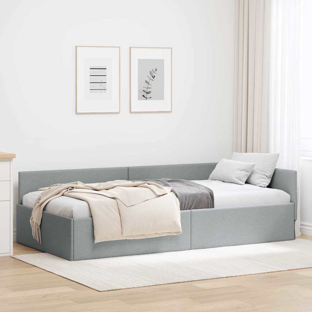 Estrutura de Cama de Canto Cinzento-Claro 80 cm x 200 cm Tecido