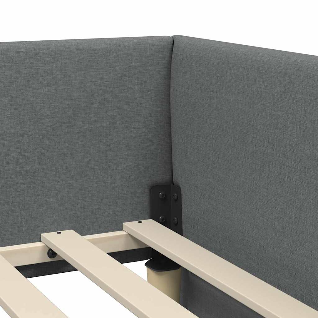 Estructura de cama en esquina Gris oscuro 90 cm x 200 cm tela