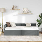 Estructura de cama en esquina Gris oscuro 90 cm x 200 cm tela