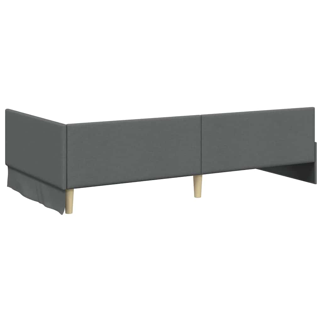 Estructura de cama en esquina Gris oscuro 90 cm x 200 cm tela
