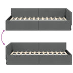 Estructura de cama en esquina Gris oscuro 90 cm x 200 cm tela