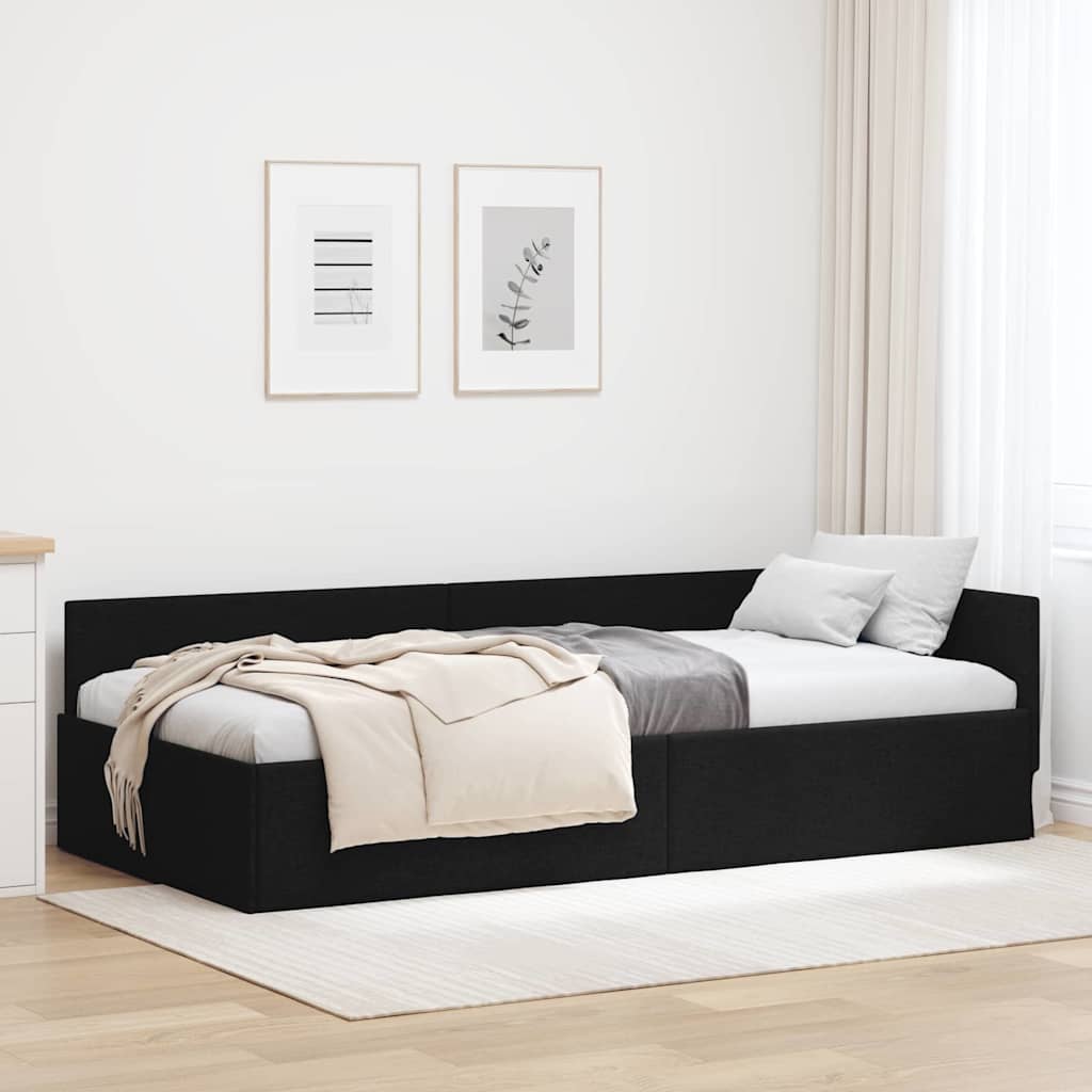 Estrutura de Cama de Canto Preto 80 x 200 cm Veludo