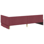 Estructura de cama en esquina Rojo vino 90 cm x 200 cm tela
