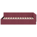 Estructura de cama en esquina Rojo vino 90 cm x 200 cm tela