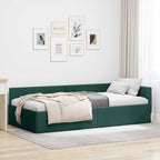 Estructura de cama en esquina Verde oscuro 90 cm x 200 cm tela