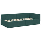 Estructura de cama en esquina Verde oscuro 90 cm x 200 cm tela