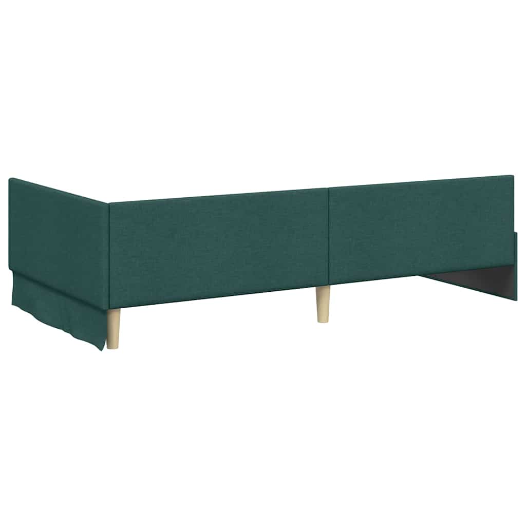 Estructura de cama en esquina Verde oscuro 90 cm x 200 cm tela