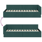 Estructura de cama en esquina Verde oscuro 90 cm x 200 cm tela