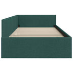 Estructura de cama en esquina Verde oscuro 90 cm x 200 cm tela