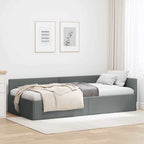 Estructura de cama en esquina Gris oscuro 100 cm x 200 cm tela