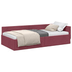 Estructura de cama en esquina Rojo vino 100 cm x 200 cm tela