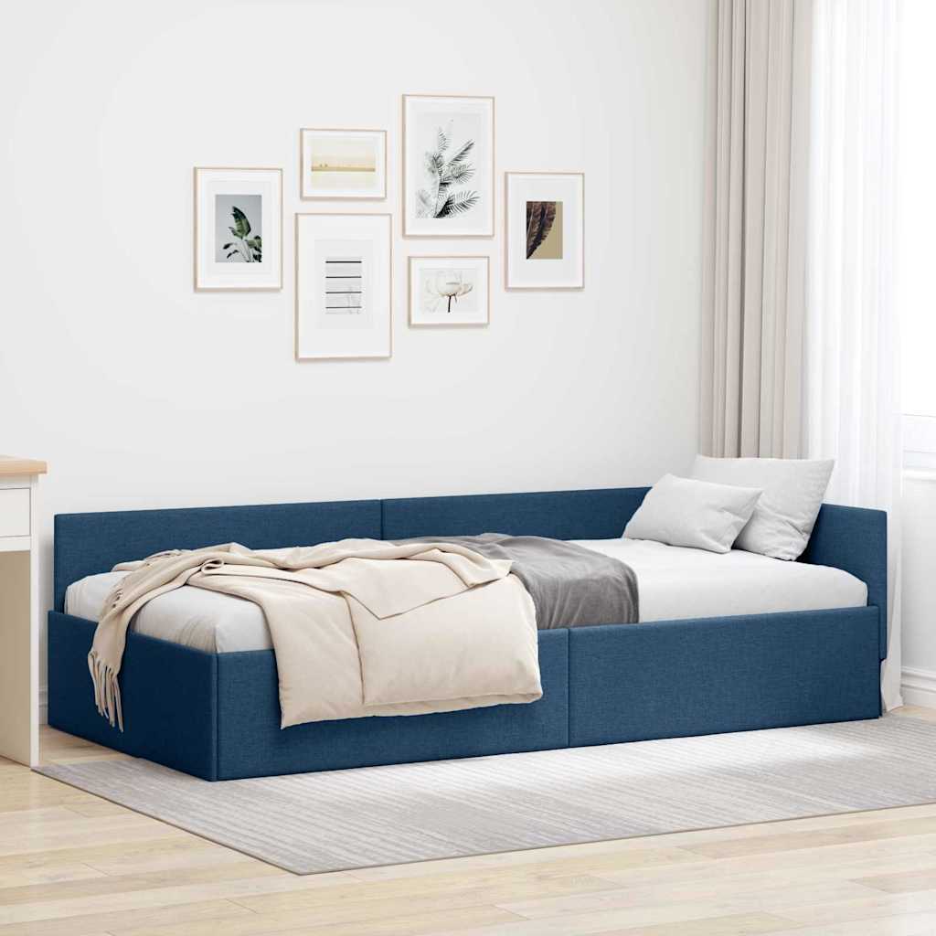 Estrutura de cama de canto Amarelo 90 x 190 cm Veludo