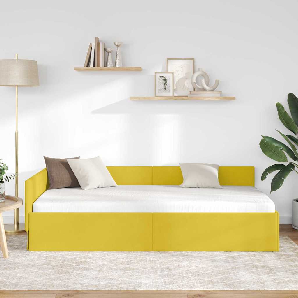 Estructura de cama en esquina Amarillo 100 cm x 200 cm