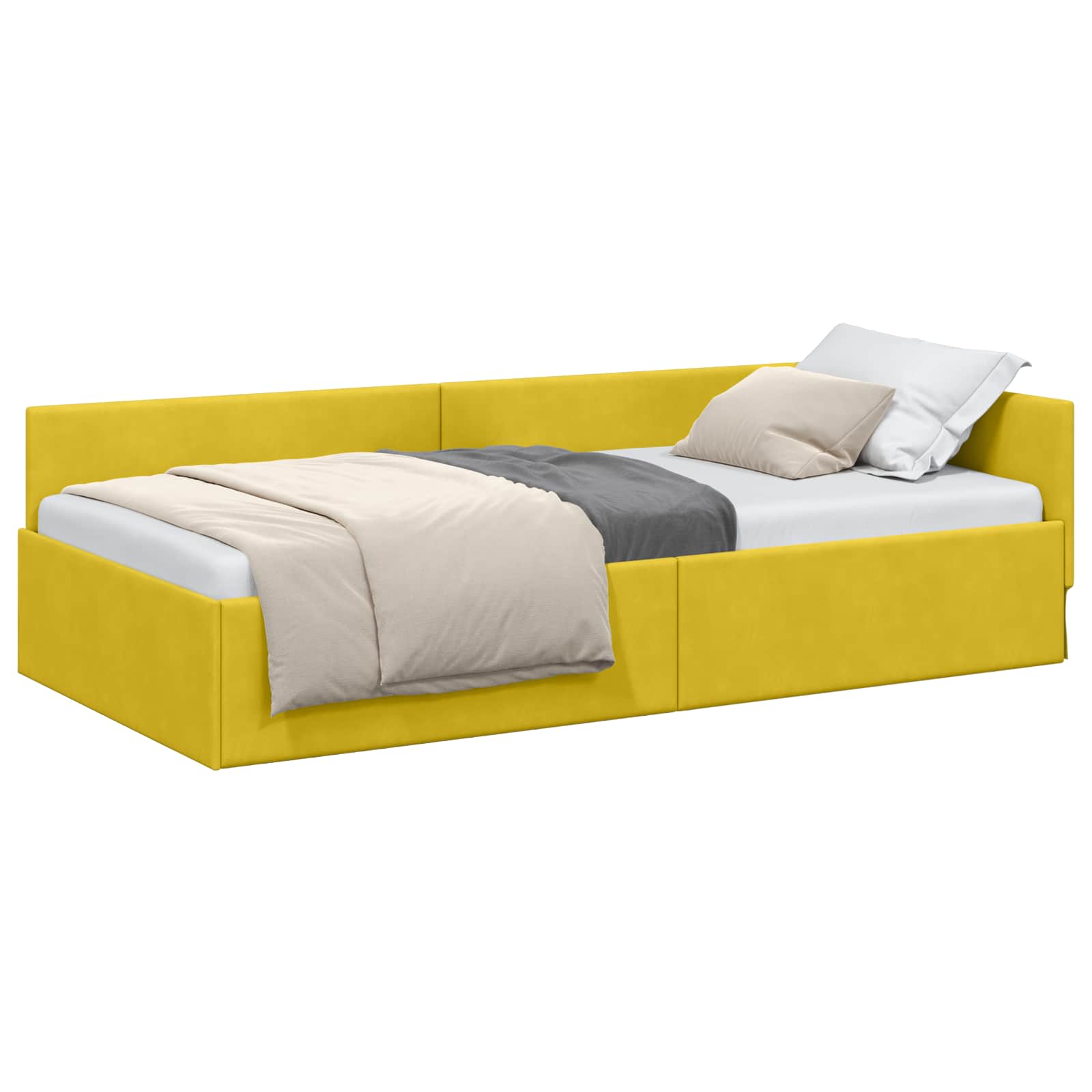 Estructura de cama en esquina Amarillo 100 cm x 200 cm