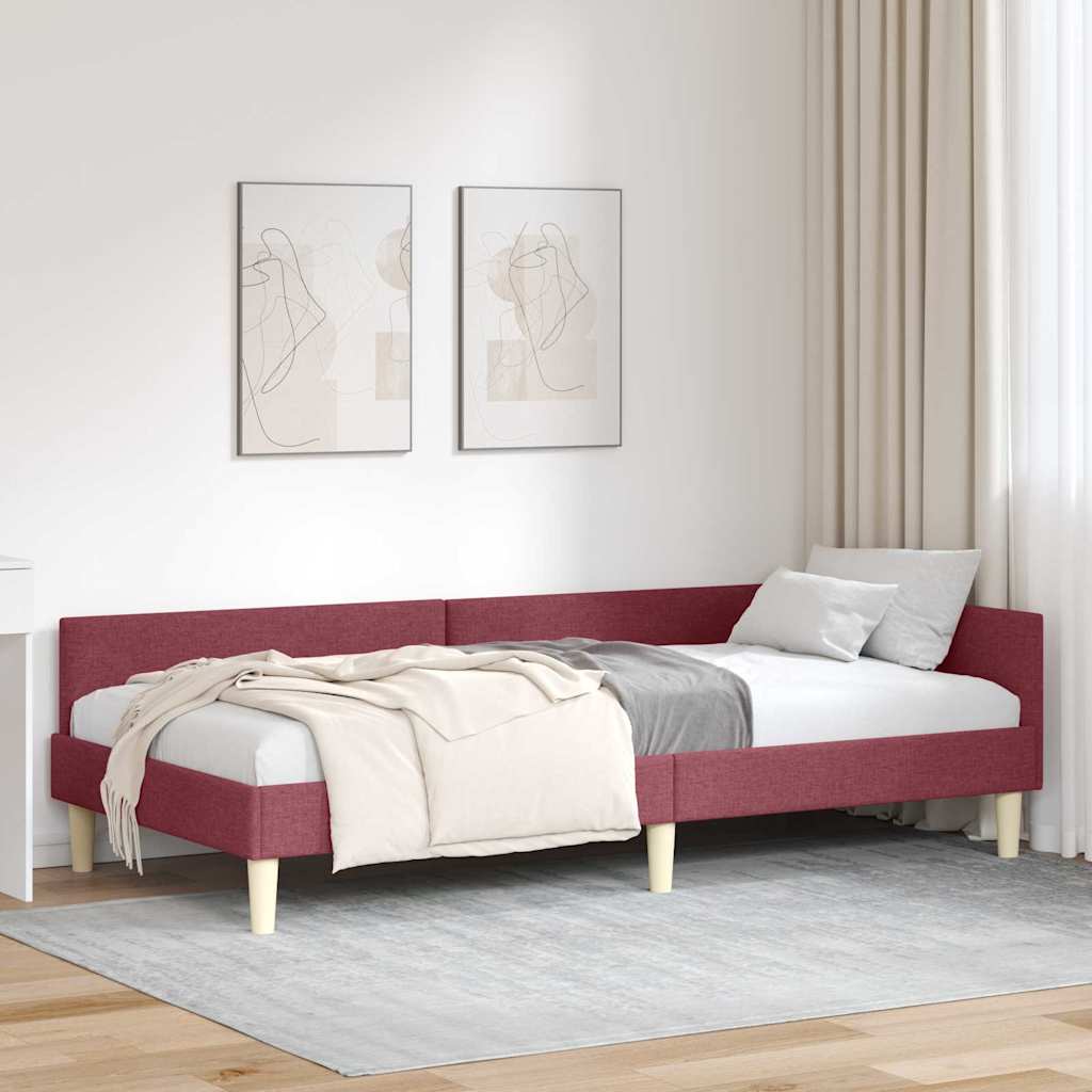 Estrutura de cama de canto azul 100 x 200 cm tecido